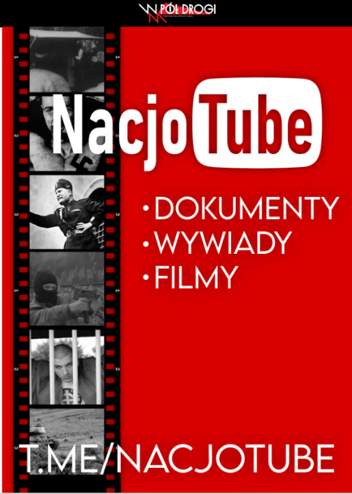 Ein Screenshot aus W Pół Drogi Nr. 4 (2020) für ein rechtsextremes Videoportal. Zu sehen sind Aufnahmen aus American History X oder Propaganda-Aufnahmen von Benito Mussolini.